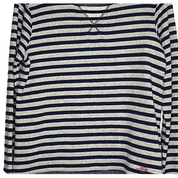 Levi's Sweatshirt Horizontal Striped Navy Gray Long Sleeve Crewneck Size Medium - Picture 3 of 8